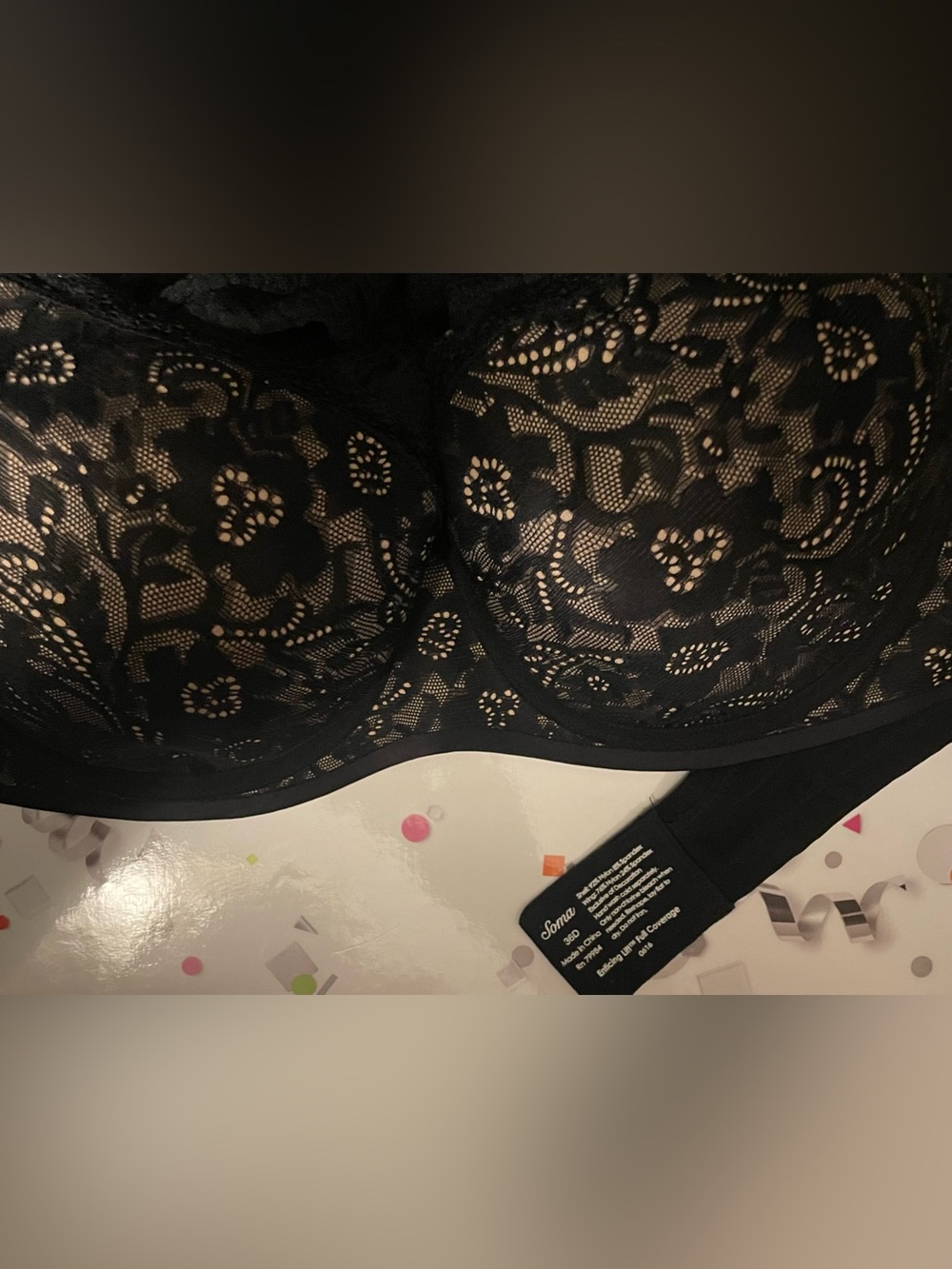 Soma Black/Beige Enticing Lift 
Full CoverageLace Underwire Bra 
36D Like new